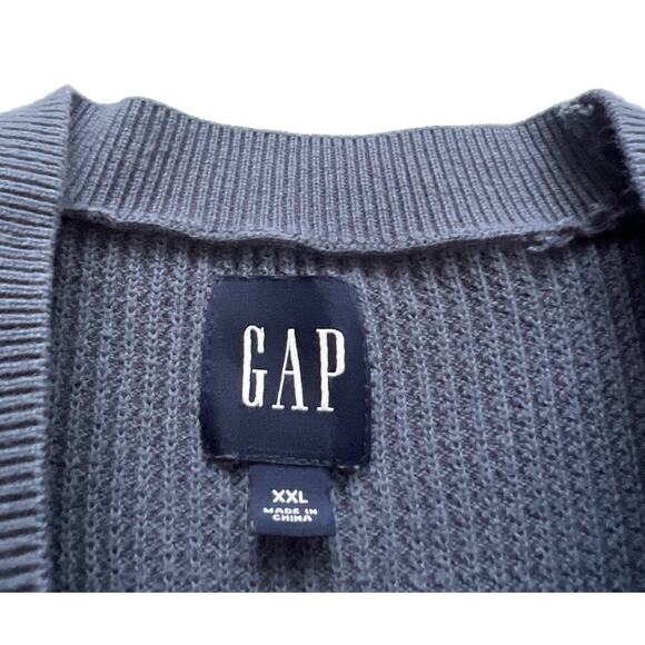 Gap Waffle Knit Sweater Mens XXL Blue Pullover Cotton Blend Crewneck Casual - Picture 3 of 11